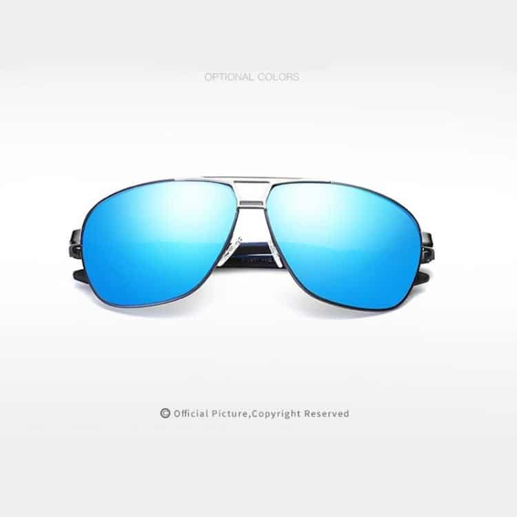 men fashion uv400 aluminium magnesium alloy frame polarized sunglasses (silver + blue)