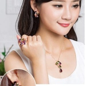 colorful zircon earrings stud jewelry for women and girls (silver)