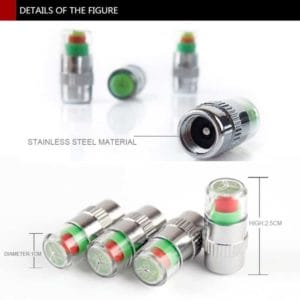 4pcs 2.4 bar tire pressure monitor valve stem caps motorcycle car sensor indicator alert (silver)