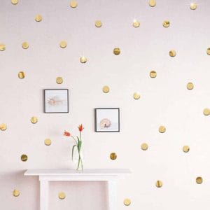 100 pcs 3d diy acrylic mirror wall sticker round shape stickers decal mosaic mirror room home decor (gold)