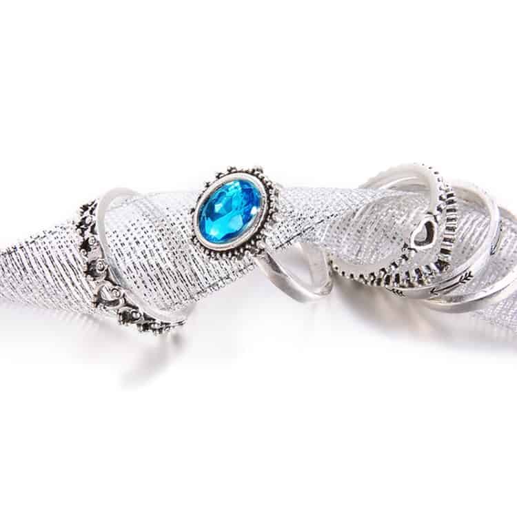 simple fashion sapphire letter crown heart shaped ring set