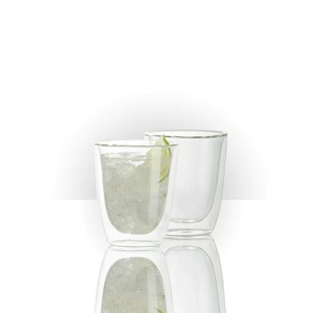 set of 2 duetto double wall dof glasses trudeau 11 oz