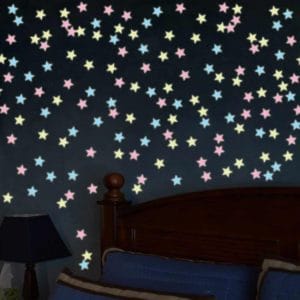100pcs 3cm 3d luminous star wall sticker fluorescent kids bedroom ceiling home dark star wall stickers festivel decor color pink