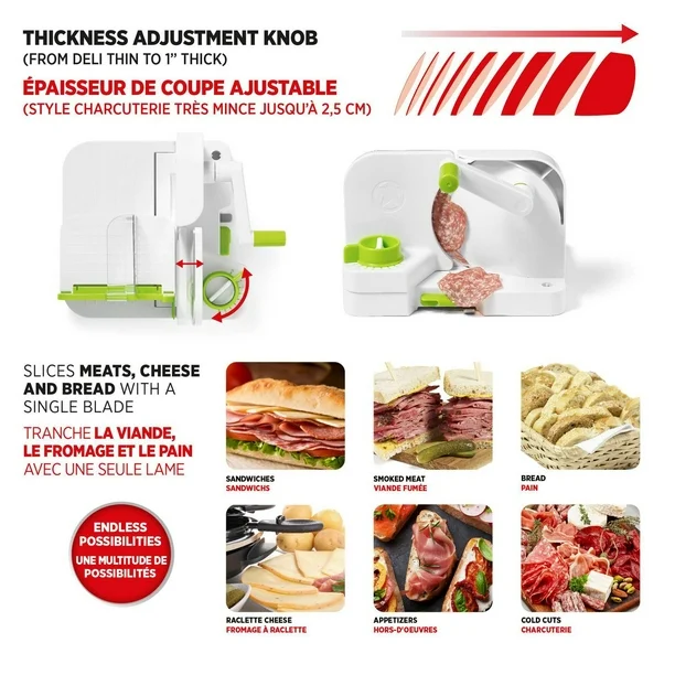 starfrit deli slicer, adjustable thickness settings