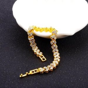 bracelet with artificial diamond inlaid glamorous female crystal (gold)