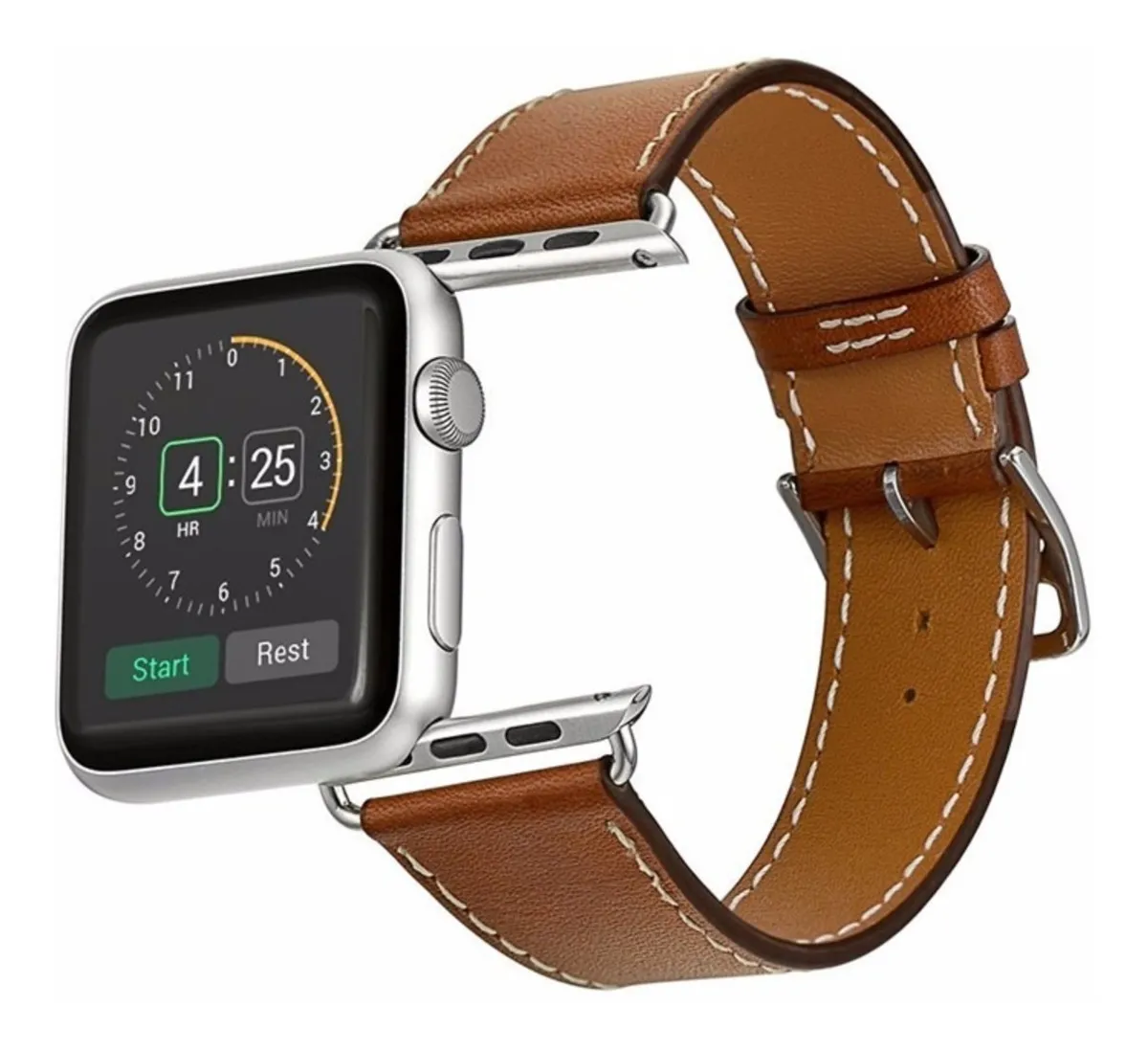 Apple Watch Band Genuine Leather Brown for Apple Watch 38mm 40mm 41mm or 42 44 45mm Replacement Strap for Series 7 6 5 4 3 2 1