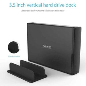vertical aluminum external hard drive enclosure storage case hard drive dock for 3.5 inch sata hdd orico 7688u3 (black)