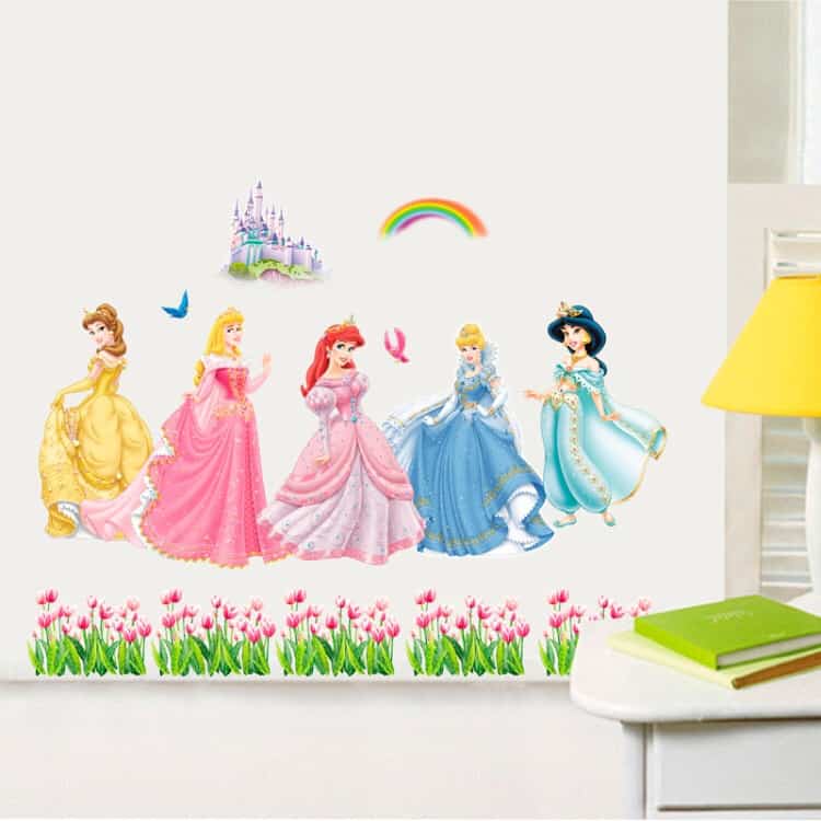 3d princess pattern removable wall stickers for home decoration size 90cm x 60cm