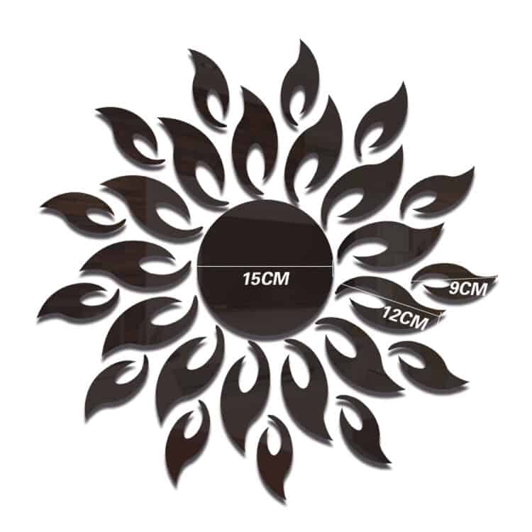 sunflower mirror wall sticker bedroom living room decoration wall stickers (black)