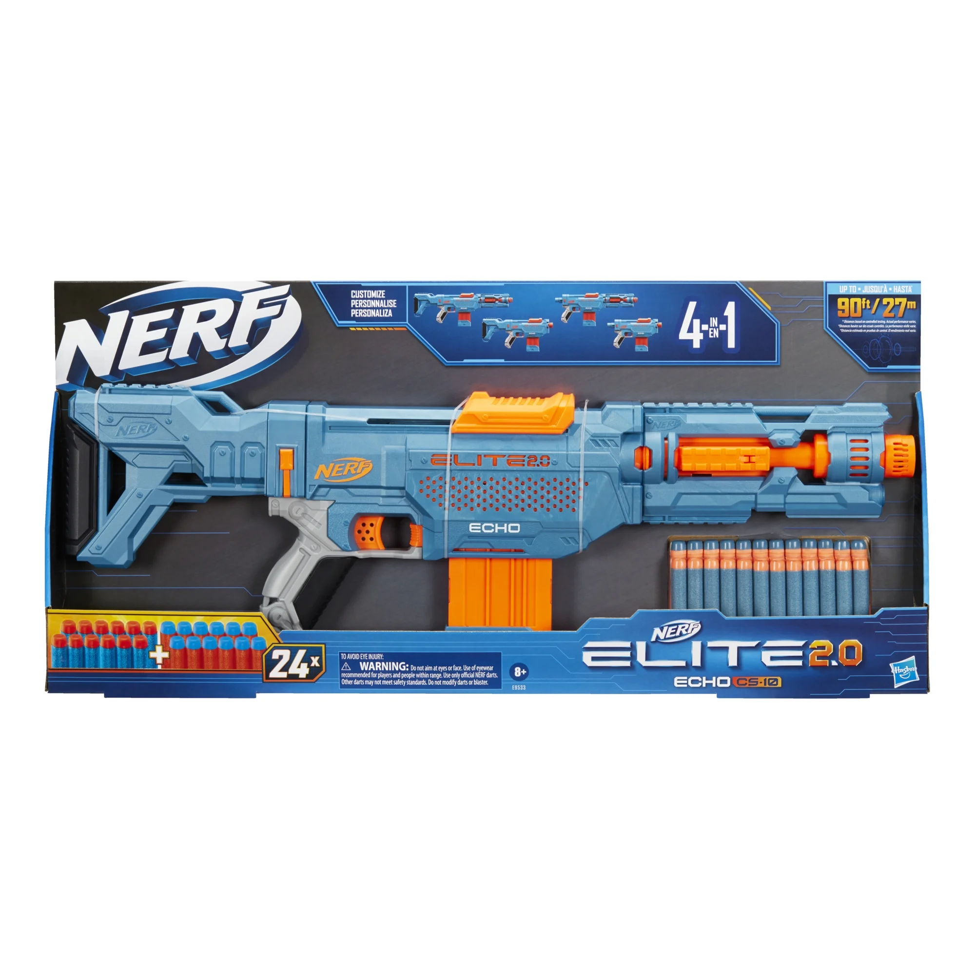 nerf elite 2.0 echo cs 10 kids toy blasters with 24 darts