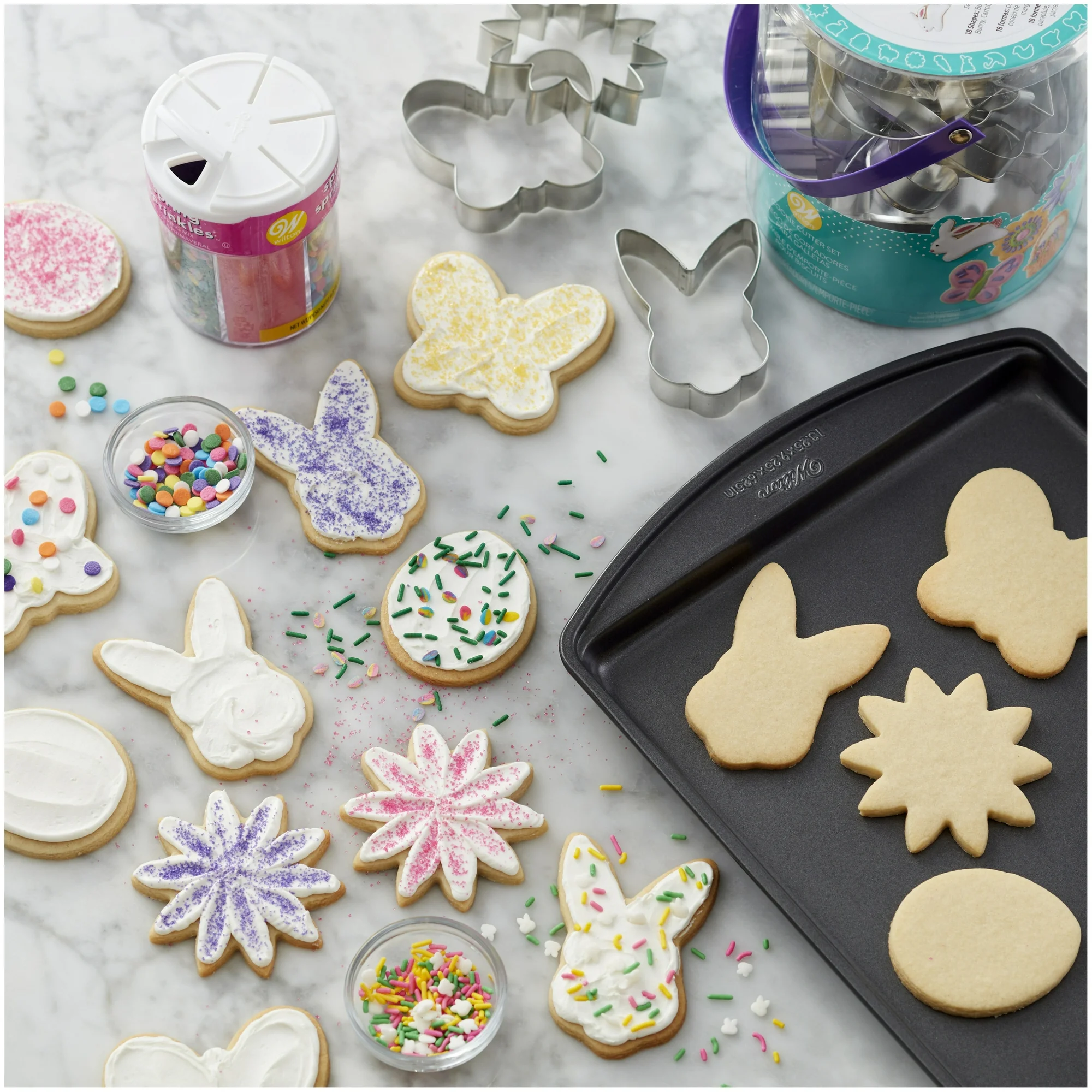 wilton easter cookie cutters set, 18 count tub