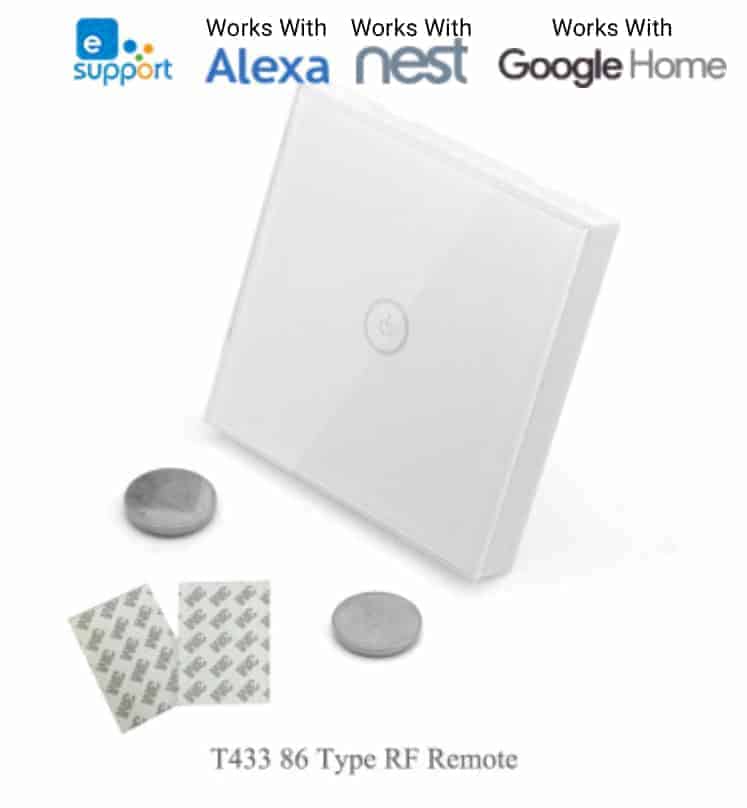 Sonoff T1 UK 2 Gang WiFi & RF 86 Type Smart Wall Touch Light Switch