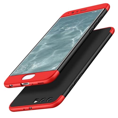pc protective case back cover for galaxy s9+ three stage splicing 360 degree full coverage from gkk (black+red)