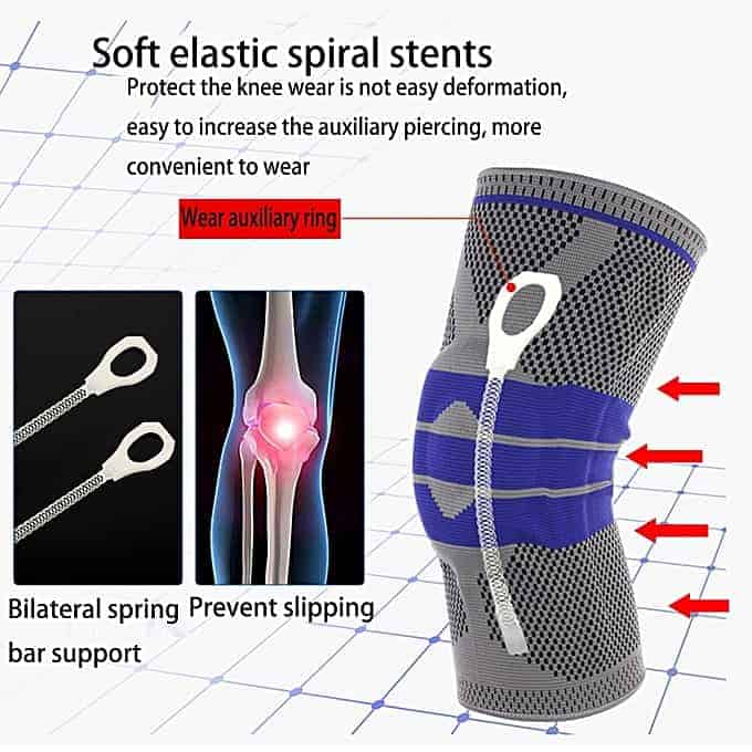 silicone anti collision spring support sports knee protector (red)