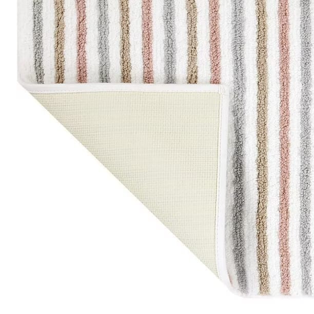 mainstays coral multi color stripe tufted 2 piece bath rug set