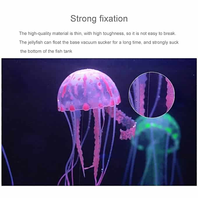 aquarium articles decoration silicone simulation fluorescent sucker jellyfish, size: 10*23cm (blue)