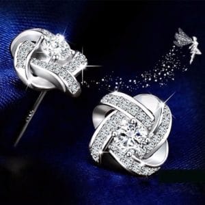 crystal earrings 925 sterling silver knot flower stud earrings for women brincos wedding jewelry