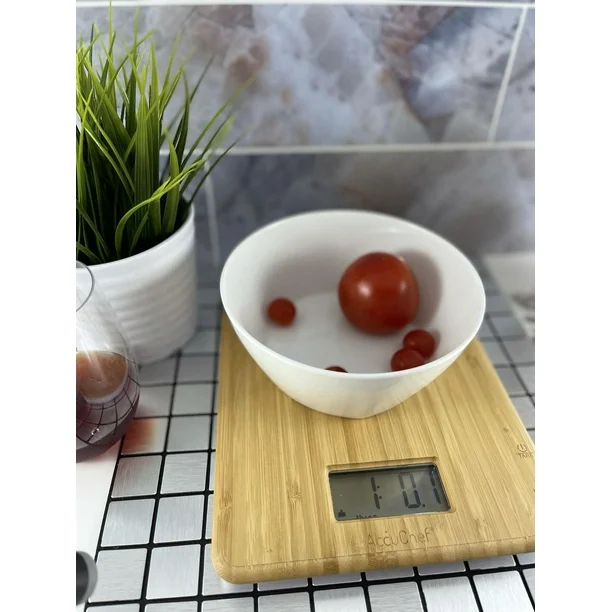 accuchef bamboo kitchen scale, 11lb/5kg capacity