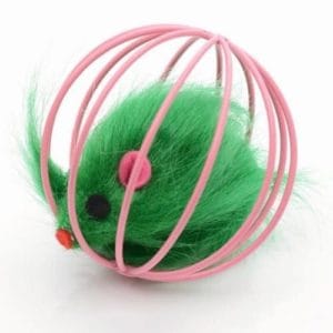 false mouse in cage cat playing cage ball funny toy