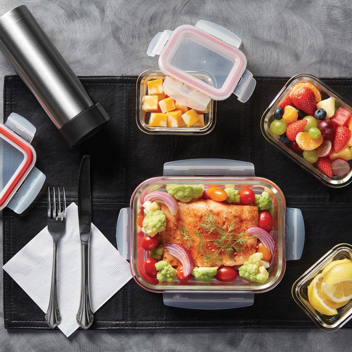 starfrit locknlock glass 2 piece square container set