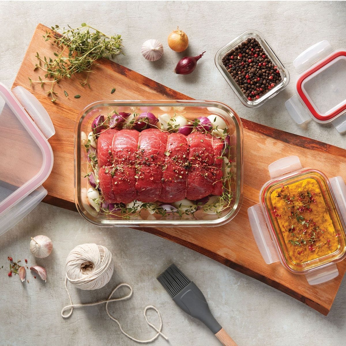 starfrit locknlock glass 2 piece square container set