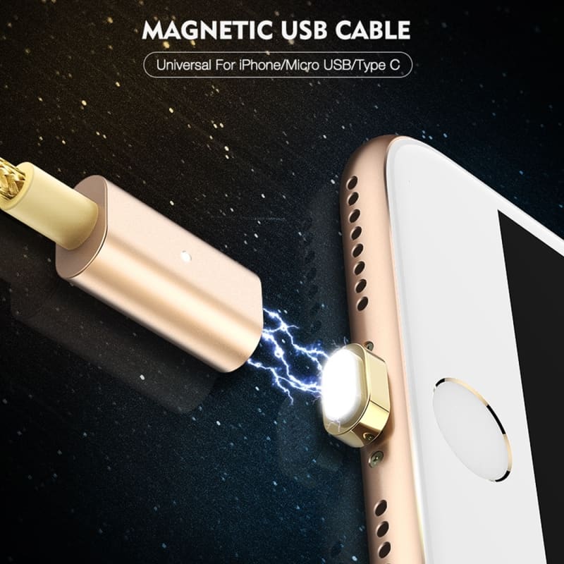 floveme 3 in 1 2.4a 1m nylon weave style 8 pin + micro usb + type c magnetic data sync charging cable (rose gold)