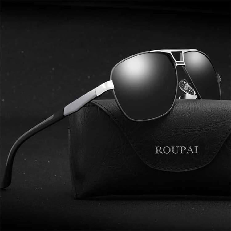 men fashion uv400 aluminium magnesium alloy frame polarized sunglasses (silver + blue)