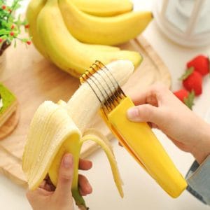 banana slicer kitchen tool cutter chopper for fruit salad (yellow)