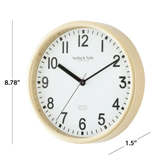 mainstays basic indoor 8.78" gold analog round modern wall clock