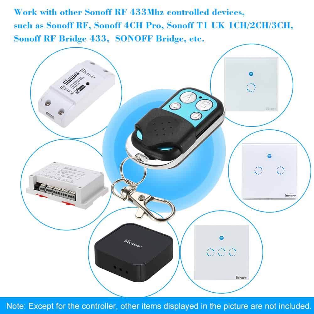 sonoff control key 433mhz remote control 4 channel wireless smart rf control electric gate door smart remote fob controller