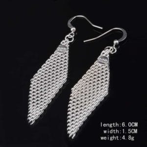 fashion queen temperament rhombus mesh earrings (silver)