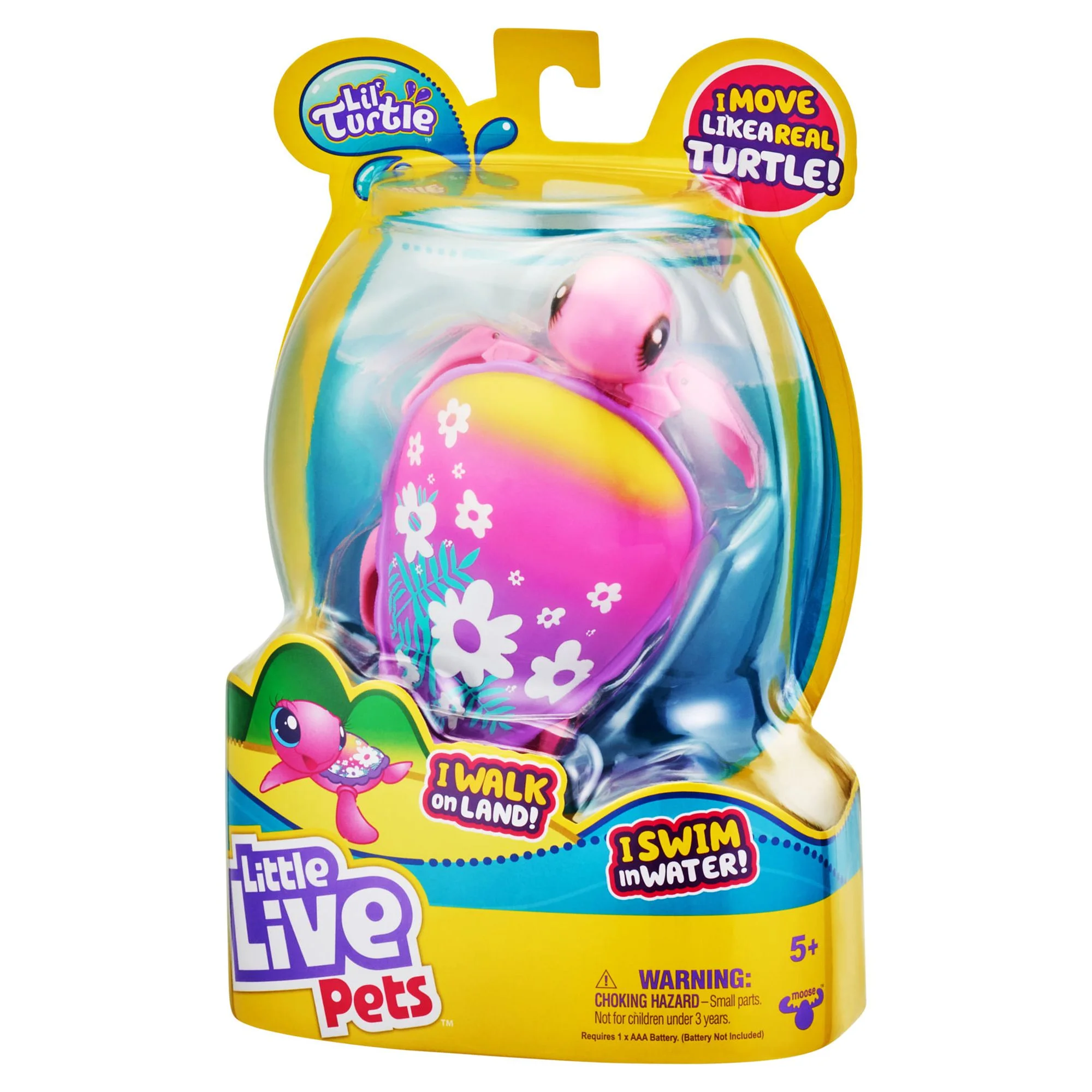 little live pets, lil' turtle beach bloom, interactive toy turtle that swims in water and moves on land, ages 4+