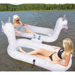 pathfinder inflatable 88" 2 person unisex llama lounge with charming graphics and cupholders