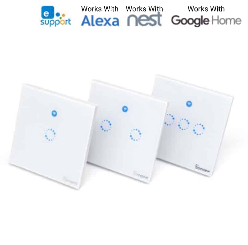 Sonoff T1 UK 2 Gang WiFi & RF 86 Type Smart Wall Touch Light Switch