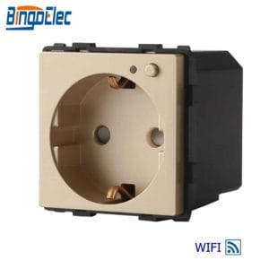 bingoelec wifi smart socket plug basic wireless remote germany outlet eu standards ard mobile phone app control wall socket (gold)