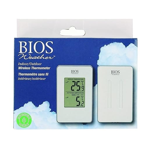 bios thermor indoor/outdoor wireless thermometer (silver, 6 inch x 6.25 inch x 0.6 inch)