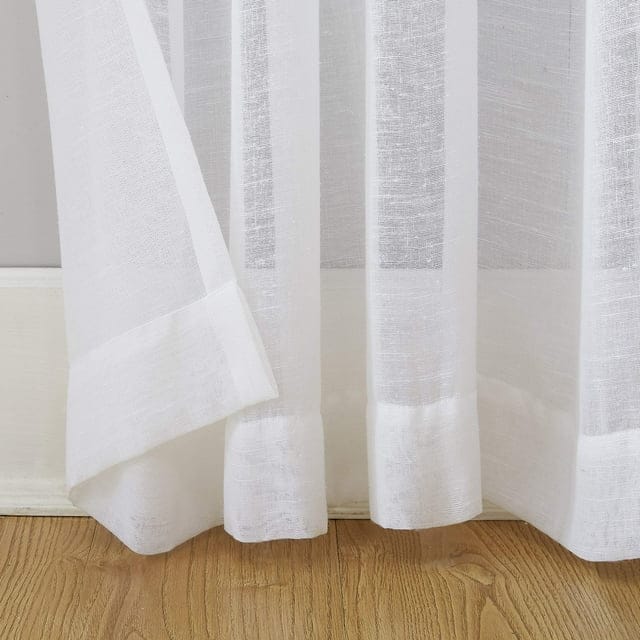 archaeo slub textured linen blend grommet top curtain, 52"x95", white
