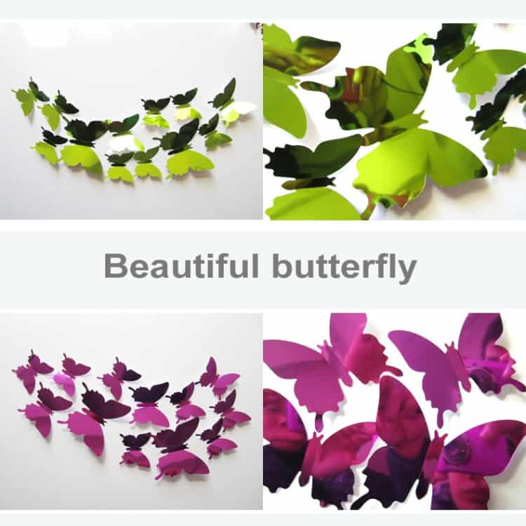 36 pcs home decoration originality pc 3d mirror surface butterfly wall paste