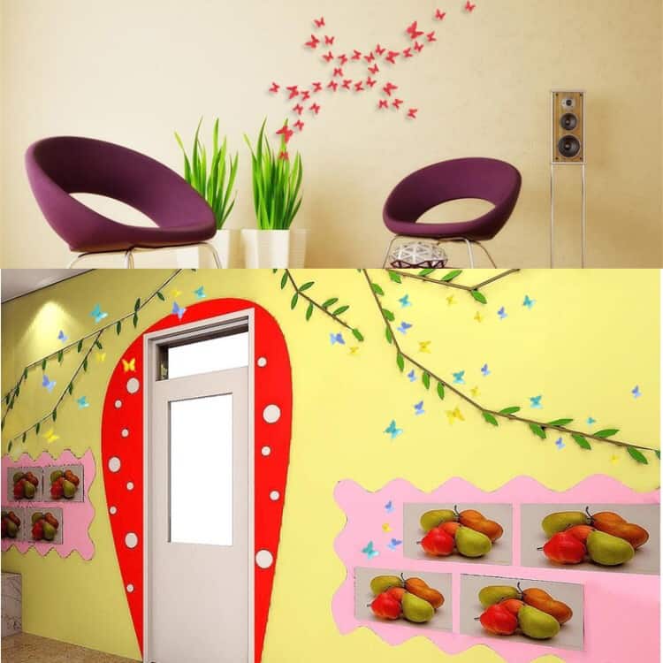 36 pcs home decoration originality pc 3d mirror surface butterfly wall paste