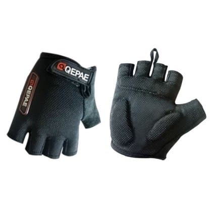 Qepae Cycling Bicycle Half Finger Ultra-breathable Gel Silicone Gloves Medium (Black)