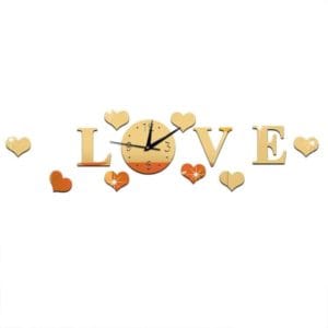 creative love clock acrylic mirror diy wall sticker (gold)