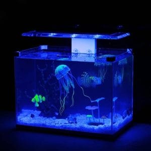 aquarium articles decoration silicone simulation fluorescent sucker jellyfish, size: 10*23cm (blue)