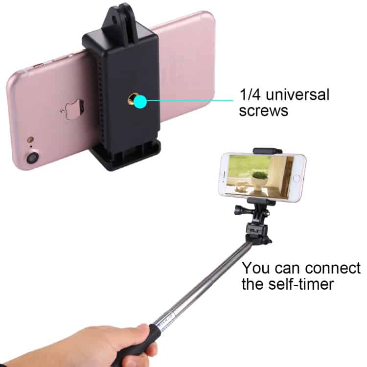 puluz selfie sticks tripod mount adapter phone clamp for gopro hero5 session /5 /4 session /4 /3+ /3 /2 /1 xiaoyi sport camera
