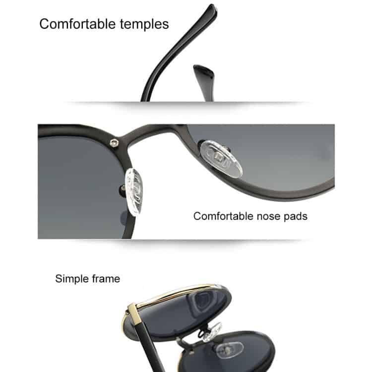 women fashion retro round metal frame uv400 polarized sunglasses (pink)