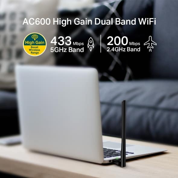 tp link ac600 high gain wireless dual band usb adapter archer t2u plus