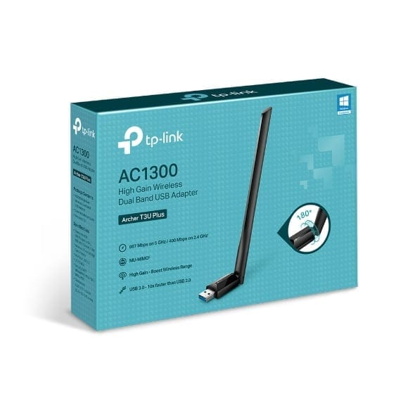 tp link ac1300 high gain wireless dual band usb adapter archer t3u plusĀ