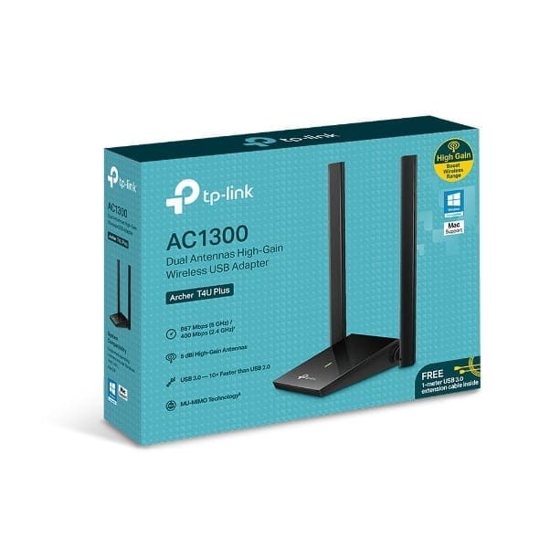 tp link ac1300 dual antennas high gain wireless usb adapter archer t4u plus
