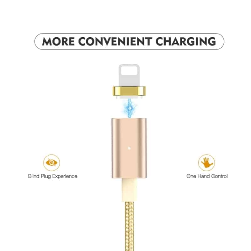 floveme 3 in 1 2.4a 1m nylon weave style 8 pin + micro usb + type c magnetic data sync charging cable (rose gold)