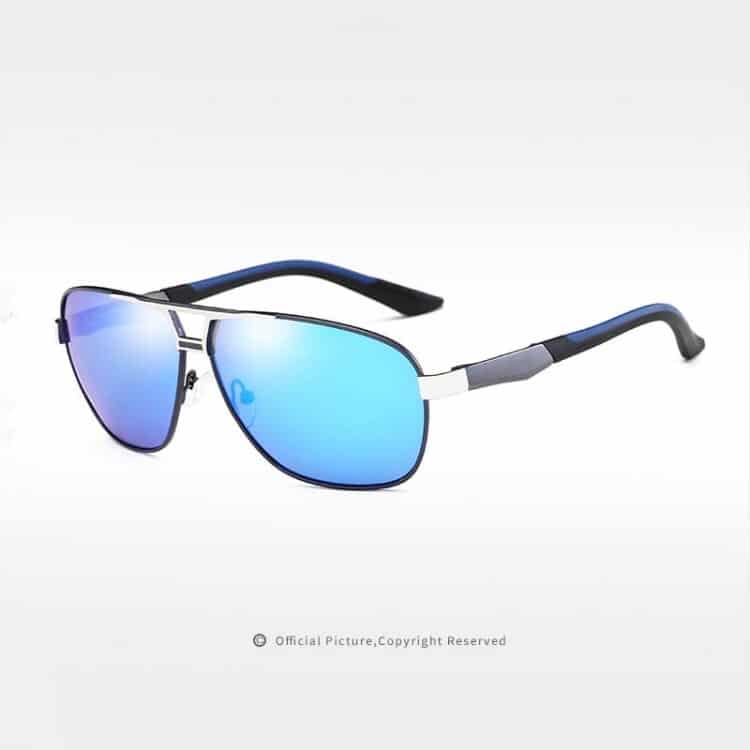 men fashion uv400 aluminium magnesium alloy frame polarized sunglasses (silver + blue)