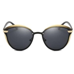 women fashion retro round metal frame uv400 polarized sunglasses (grey)